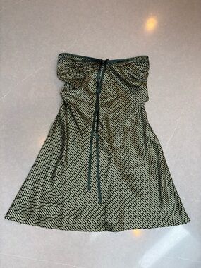 Susana Monaco Green Strapless Polka Dot Dress